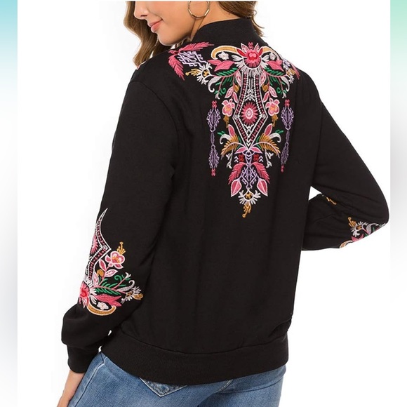 A K zip up black embroidered jacket - Picture 3 of 11